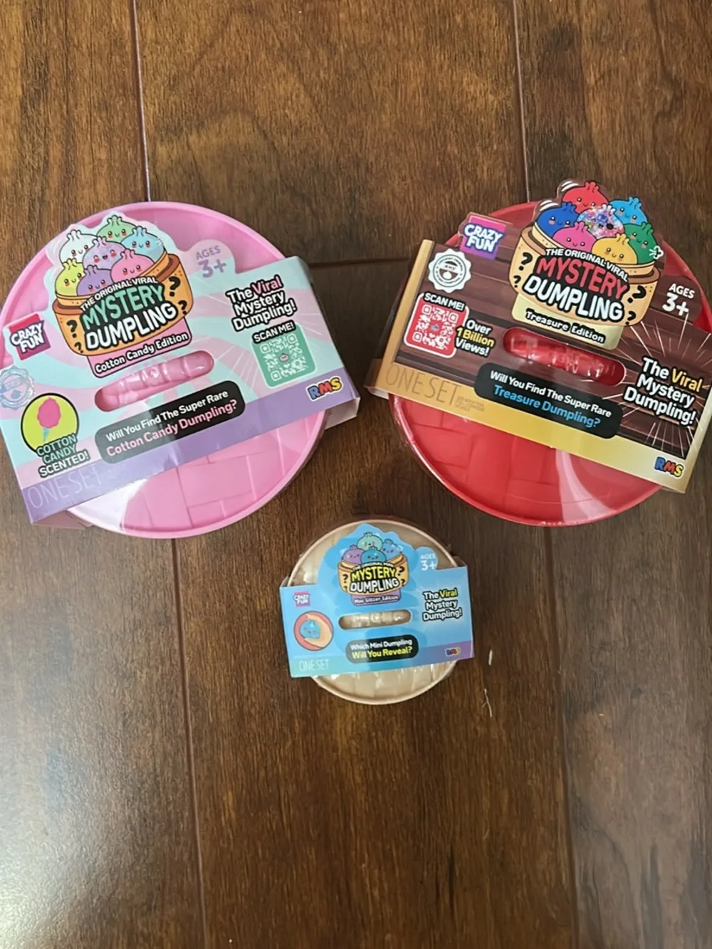 (3) Mystery Dumplings. Treasure Edition, Cotton Candy Ed and Mini Glitter Ed